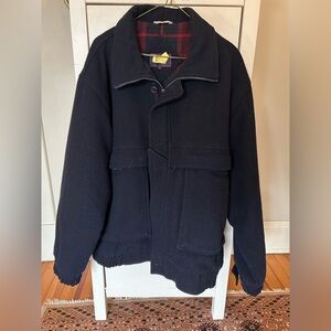 Gant men’s large navy wool-blend field or bomber coat jacket oversized pockets